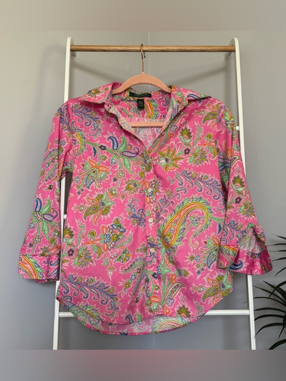 Ralph Lauren Pink Paisley Button-Down Shirt - Picture 4 of 13